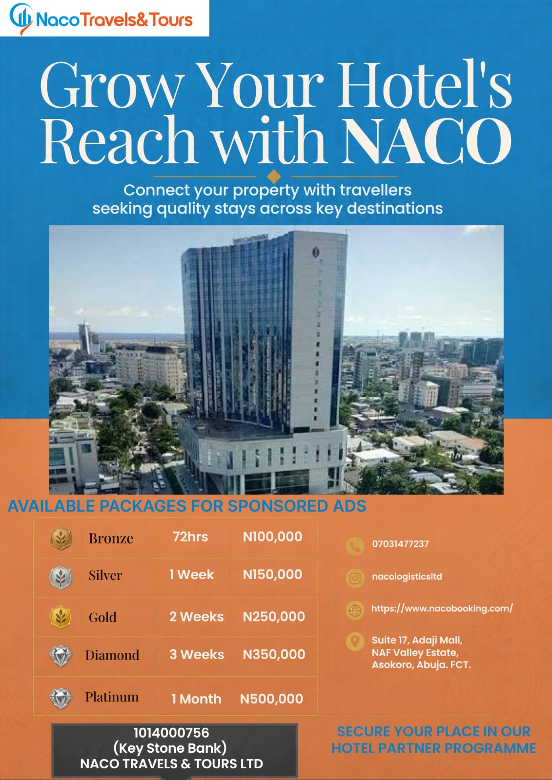 HOTEL & APARTMENT OWNERS — GET YOUR PROPERTY SEEN! NACO BOOKINGS IS NOW ONBOARDING HOTELS & APARTMENTS!